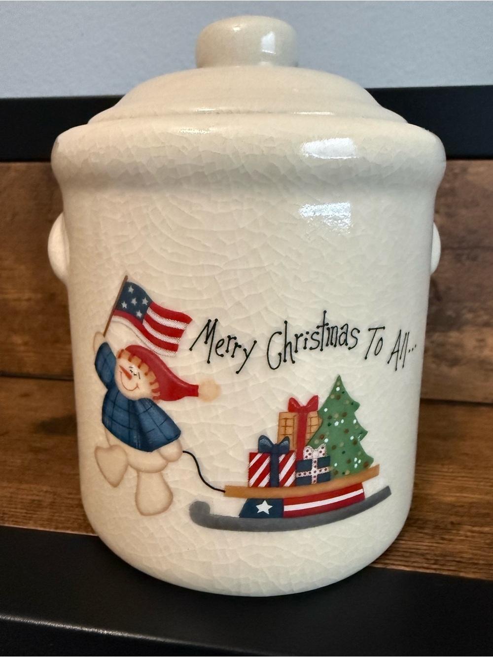 Snowman Christmas Candle Jar With Lid America USA Vintage Holiday